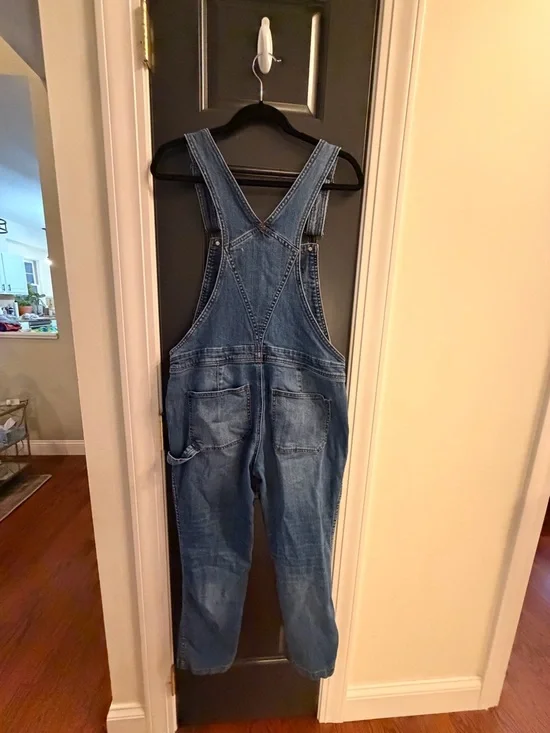 Free People Button-Up Denim Overalls in Medium Blue - Picture 4 of 6